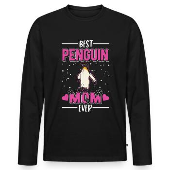 Best Penguin Mom Ever Pinguin Mama - Men's Premium Organic Long Sleeve Shirt - black - Front - Nico (187cm)