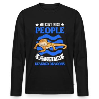 Bearded Dragon Pogona Gift - Men's Premium Organic Long Sleeve Shirt - black - Front - Nico (187cm)