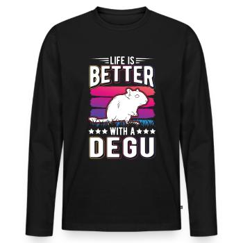La vie est meilleure avec un Degu - T-shirt manches longues Premium bio Homme - noir - Devant - Nico (187cm)