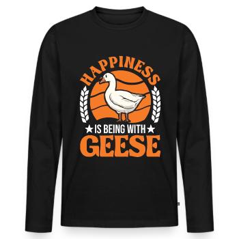 Geese Luck Goose lovers Goose breeders - Men's Premium Organic Long Sleeve Shirt - black - Front - Nico (187cm)