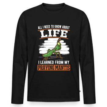 Gottesanbeterin Mantis Fangschrecke - Männer Premium Bio Langarmshirt - Schwarz - Vorne - Nico (187cm)