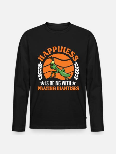 Gottesanbeterin Mantis Fangschrecke - Männer Premium Bio Langarmshirt - Schwarz