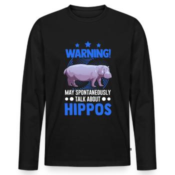 Warning Hippo Hippo Hippo Hippo - Men's Premium Organic Long Sleeve Shirt - black - Front - Nico (187cm)