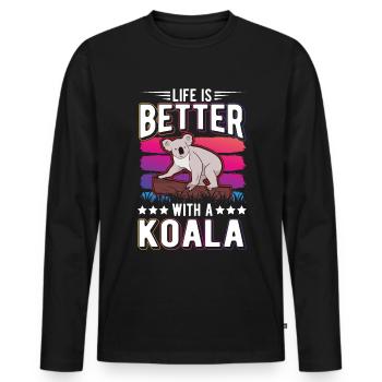 Life is better with a Koala Koala Bear - Men's Premium Organic Long Sleeve Shirt - black - Front - Nico (187cm)