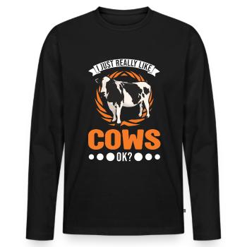 J’aime vraiment Cows Cattle Breeder Cow - T-shirt manches longues Premium bio Homme - noir - Devant - Nico (187cm)