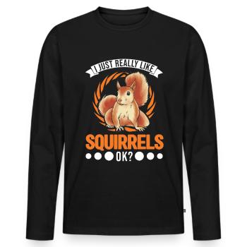 J’aime vraiment Squirrels Squirrel - T-shirt manches longues Premium bio Homme - noir - Devant - Nico (187cm)