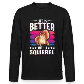 La vie est meilleure avec un écureuil Eichhörnchen - T-shirt manches longues Premium bio Homme - noir - Devant - Nico (187cm)