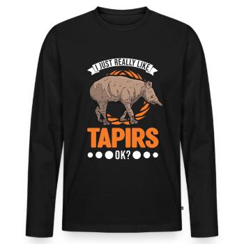 I just really like Tapirs - Männer Premium Bio Langarmshirt - Schwarz - Vorne - Nico (187cm)