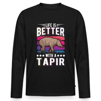Life is better with a Tapir - Männer Premium Bio Langarmshirt - Schwarz - Vorne - Nico (187cm)
