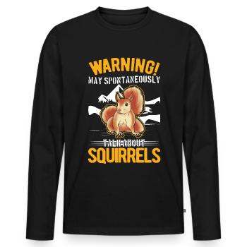 Avertissement Écureuil Gris Écureuil - T-shirt manches longues Premium bio Homme - noir - Devant - Nico (187cm)