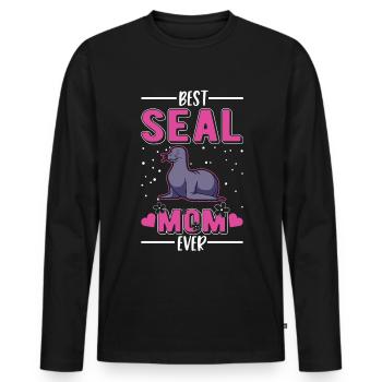 Best Seal Mom Ever Robben Mama - Men's Premium Organic Long Sleeve Shirt - black - Front - Nico (187cm)