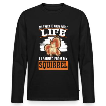 Cadeau Écureuil Gris Écureuil - T-shirt manches longues Premium bio Homme - noir - Devant - Nico (187cm)