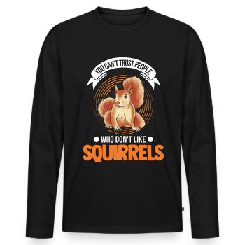Cadeau Écureuil Gris Écureuil - T-shirt manches longues Premium bio Homme - noir - Devant - Nico (187cm)