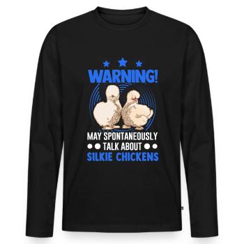 Warning Silkie Chicken Silkie Chicken - Men's Premium Organic Long Sleeve Shirt - black - Front - Nico (187cm)