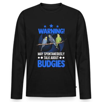 Peut parler spontanément de la perruche de Budgie - T-shirt manches longues Premium bio Homme - noir - Devant - Nico (187cm)