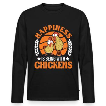 Le bonheur, c’est d’être avec Chickens Hühner - T-shirt manches longues Premium bio Homme - noir - Devant - Nico (187cm)