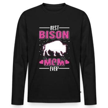 Best Bison Mom Ever Water Buffalo - Men's Premium Organic Long Sleeve Shirt - black - Front - Nico (187cm)