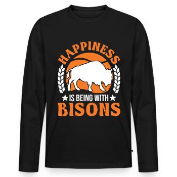 Buffalo Lucky Bison Water Buffalo - Men's Premium Organic Long Sleeve Shirt - black - Front - Nico (187cm)