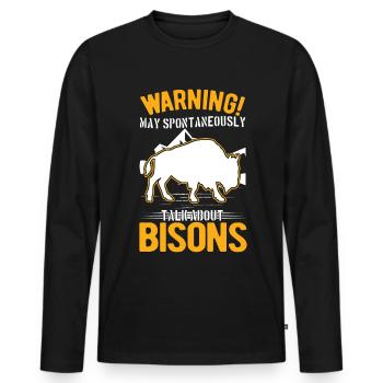 Warning Buffalo Bison Water Buffalo - Men's Premium Organic Long Sleeve Shirt - black - Front - Nico (187cm)