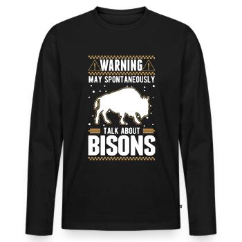 Warning Buffalo Bison Water Buffalo - Men's Premium Organic Long Sleeve Shirt - black - Front - Nico (187cm)