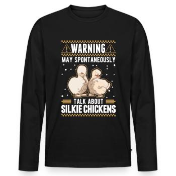 Warning Silkie Chicken Silkie Chicken - Men's Premium Organic Long Sleeve Shirt - black - Front - Nico (187cm)