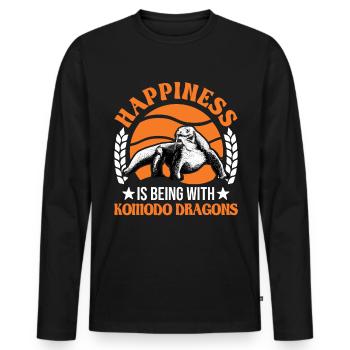 Komodo Dragon Moniteur de dragon de Komodo chanceux - T-shirt manches longues Premium bio Homme - noir - Devant - Nico (187cm)