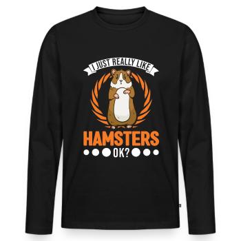 J’aime vraiment Hamsters Golden Hamster - T-shirt manches longues Premium bio Homme - noir - Devant - Nico (187cm)