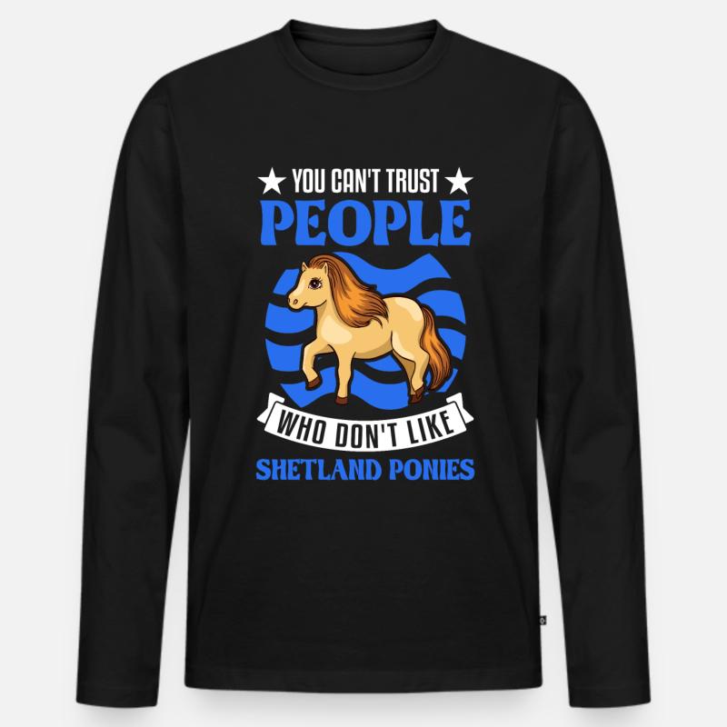 Shetland Pony Geschenk Shetty - Männer Premium Bio Langarmshirt - Schwarz