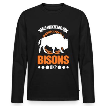 I just really like Bisons Water Buffalo - Men's Premium Organic Long Sleeve Shirt - black - Front - Nico (187cm)