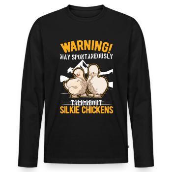 Avertissement Silkie Poulet Silkie Poulet - T-shirt manches longues Premium bio Homme - noir - Devant - Nico (187cm)