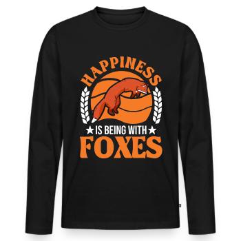 Le bonheur, c’est d’être avec Foxes Fuchs - T-shirt manches longues Premium bio Homme - noir - Devant - Nico (187cm)