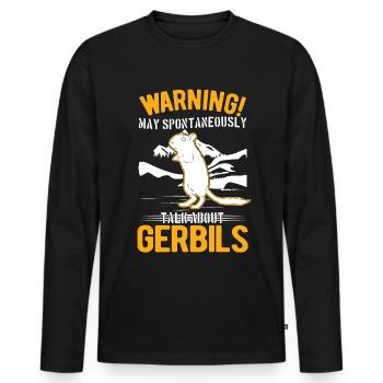 Warning Gerbil racing rat gerbil - Men's Premium Organic Long Sleeve Shirt - black - Front - Nico (187cm)