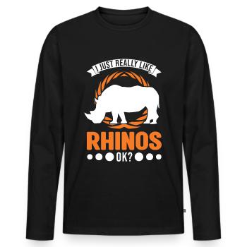 I just really like Rhinos Rhinozeros Nashorn - Männer Premium Bio Langarmshirt - Schwarz - Vorne - Nico (187cm)