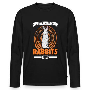 J’aime vraiment Rabbits Hase Kaninchen - T-shirt manches longues Premium bio Homme - noir - Devant - Nico (187cm)