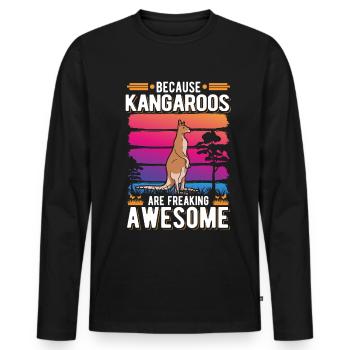 Parce que les kangourous sont des kangourous vraiment géniaux - T-shirt manches longues Premium bio Homme - noir - Devant - Nico (187cm)