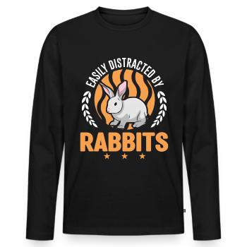 Easily distracted by Rabbits Rabbit Rabbit - Men's Premium Organic Long Sleeve Shirt - black - Front - Nico (187cm)