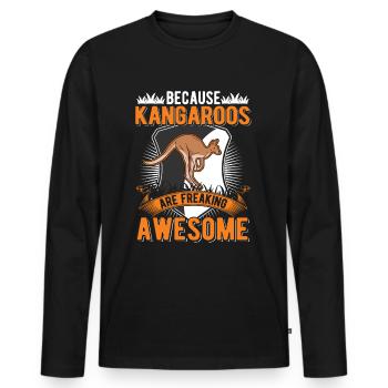Parce que les kangourous sont des kangourous vraiment géniaux - T-shirt manches longues Premium bio Homme - noir - Devant - Nico (187cm)