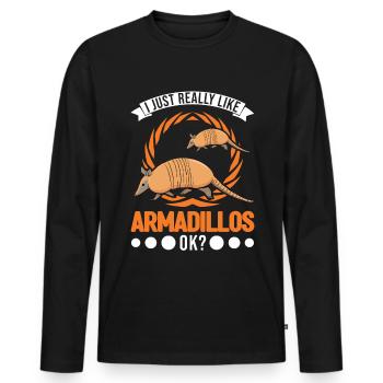 J’aime vraiment les tatous, ok tatou - T-shirt manches longues Premium bio Homme - noir - Devant - Nico (187cm)