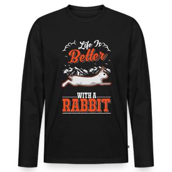 La vie est meilleure avec un lapin Hase Kaninchen - T-shirt manches longues Premium bio Homme - noir - Devant - Nico (187cm)