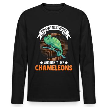 Chameleon Cadeau Caméléon - T-shirt manches longues Premium bio Homme - noir - Devant - Nico (187cm)