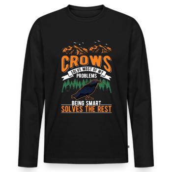 Crow Raven Raven Crow Keeping Crow Breeder - Men's Premium Organic Long Sleeve Shirt - black - Front - Nico (187cm)
