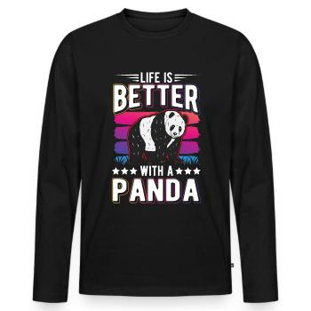 Life is better with a Panda - Men's Premium Organic Long Sleeve Shirt - black - Front - Nico (187cm)