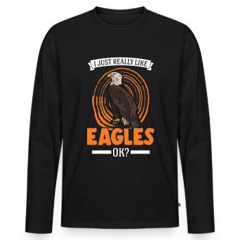 J’aime vraiment Eagles Golden Eagle Eagle - T-shirt manches longues Premium bio Homme - noir - Devant - Nico (187cm)