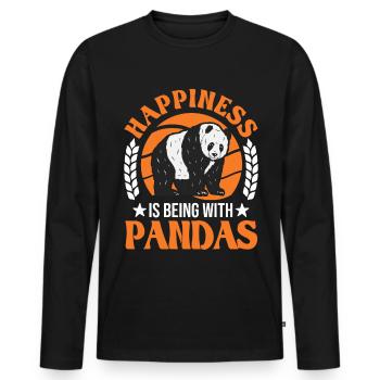 Panda Lucky Panda Ours - T-shirt manches longues Premium bio Homme - noir - Devant - Nico (187cm)