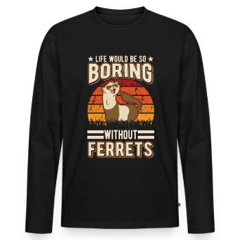 Ferret Lover Ferret Cadeau - T-shirt manches longues Premium bio Homme - noir - Devant - Nico (187cm)