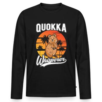 Quokka Whisperer Kangourou à queue courte - T-shirt manches longues Premium bio Homme - noir - Devant - Nico (187cm)