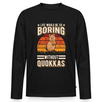 Quokka Cadeau Kangourou à queue courte - T-shirt manches longues Premium bio Homme - noir - Devant - Nico (187cm)