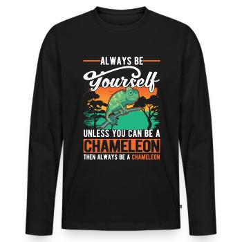 Chameleon Gift Chameleon - Men's Premium Organic Long Sleeve Shirt - black - Front - Nico (187cm)