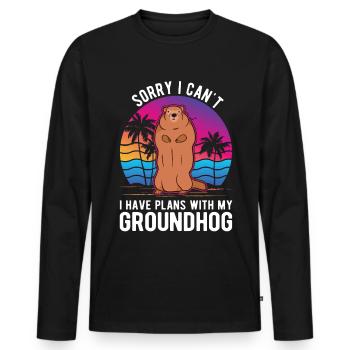 Groundhog Groundhog Marmot Forest Marmot - Men's Premium Organic Long Sleeve Shirt - black - Front - Nico (187cm)