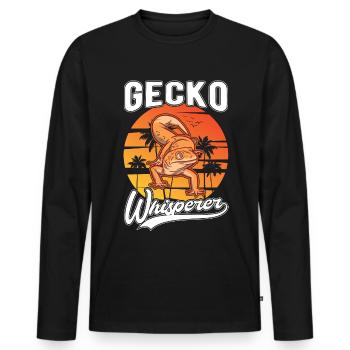 Gecko Flüsterer Gecko Whisperer Leopardgecko - Männer Premium Bio Langarmshirt - Schwarz - Vorne - Nico (187cm)